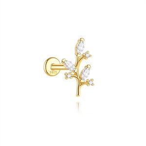 Elegant Gold and Silver Branch cartridge Earring
